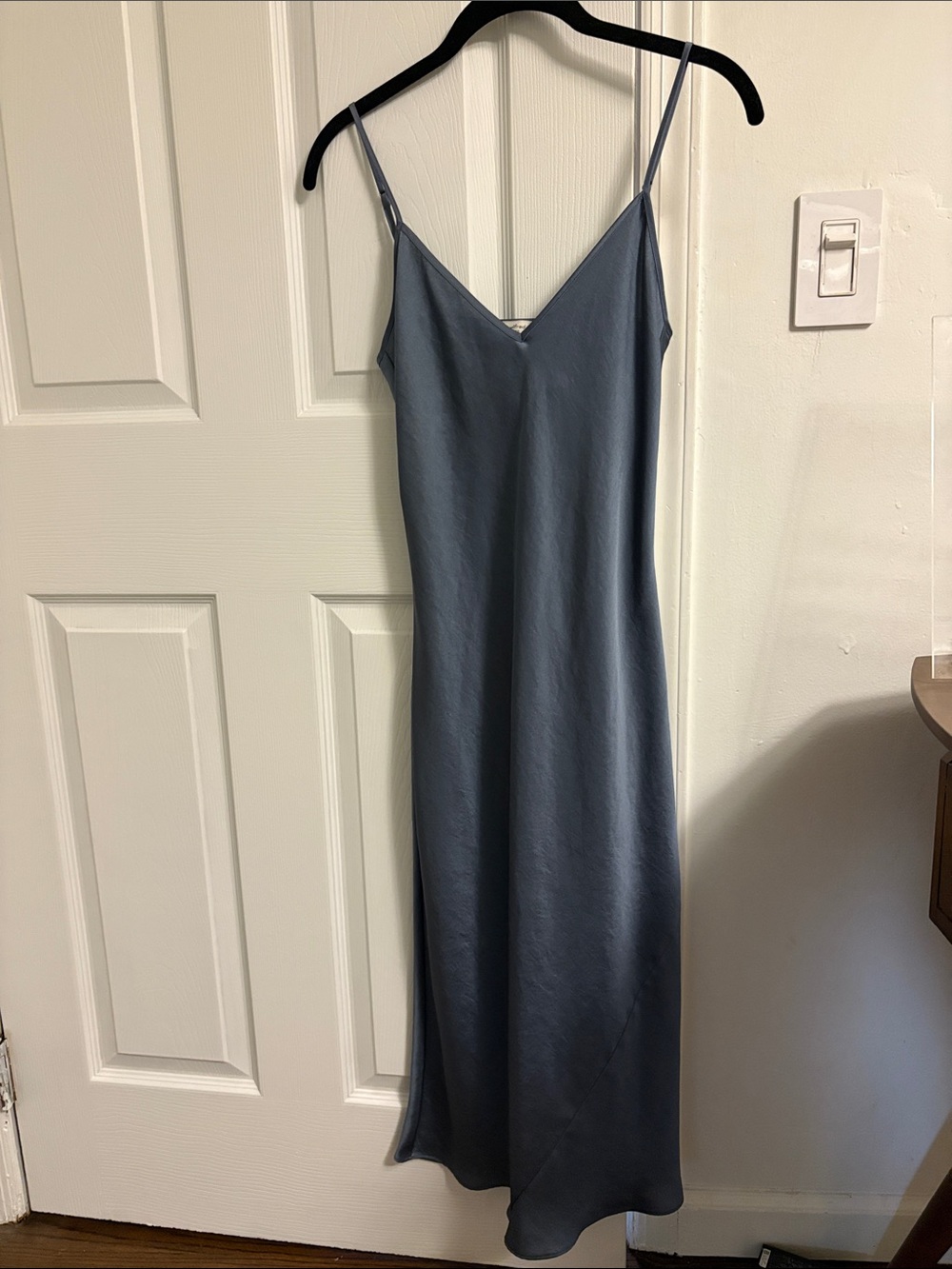 Satin Slip Dress - Steel Blue